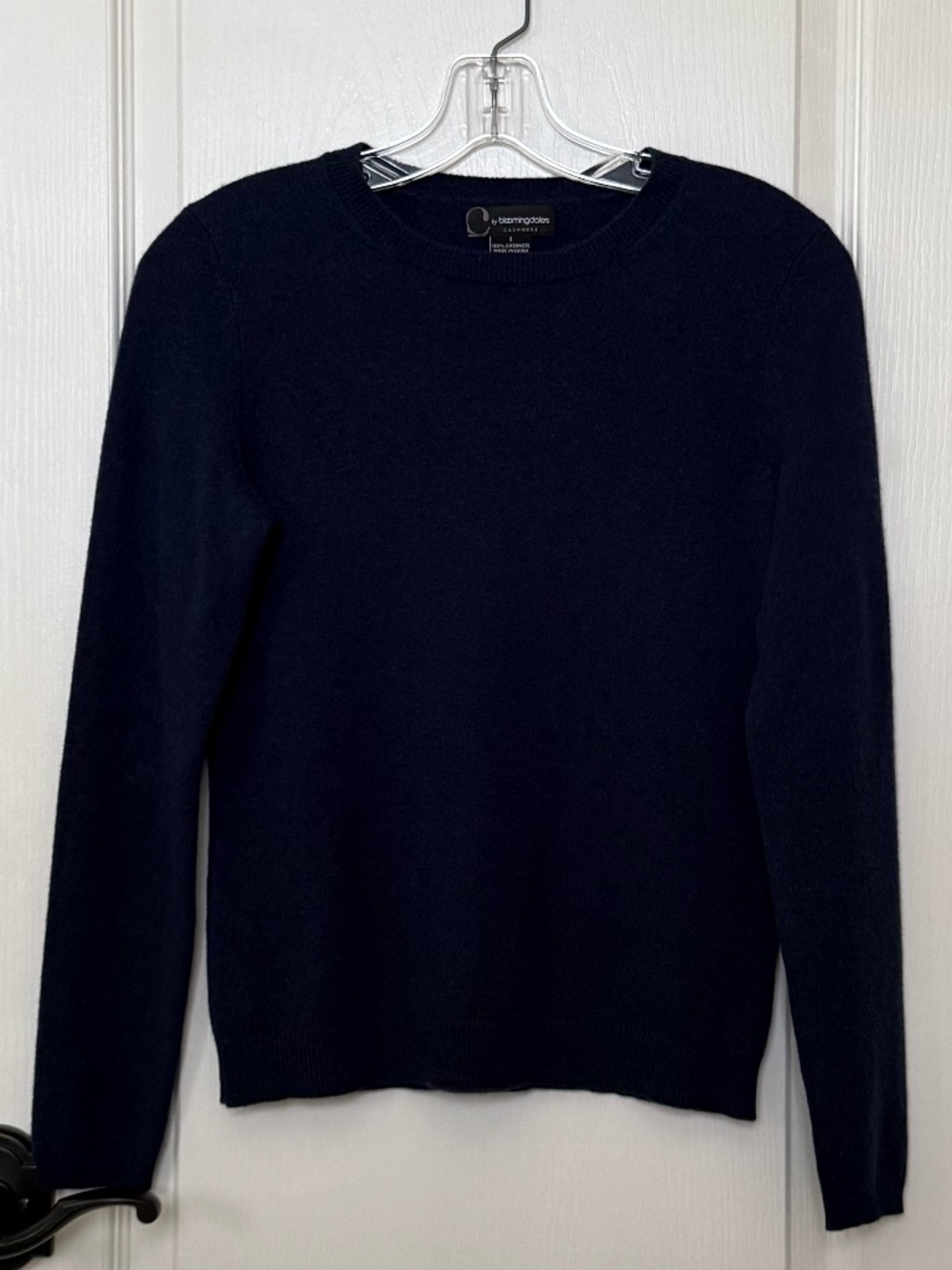 C by Bloomingdales 100% Cashmere Crewneck Sweater Navy Size Small